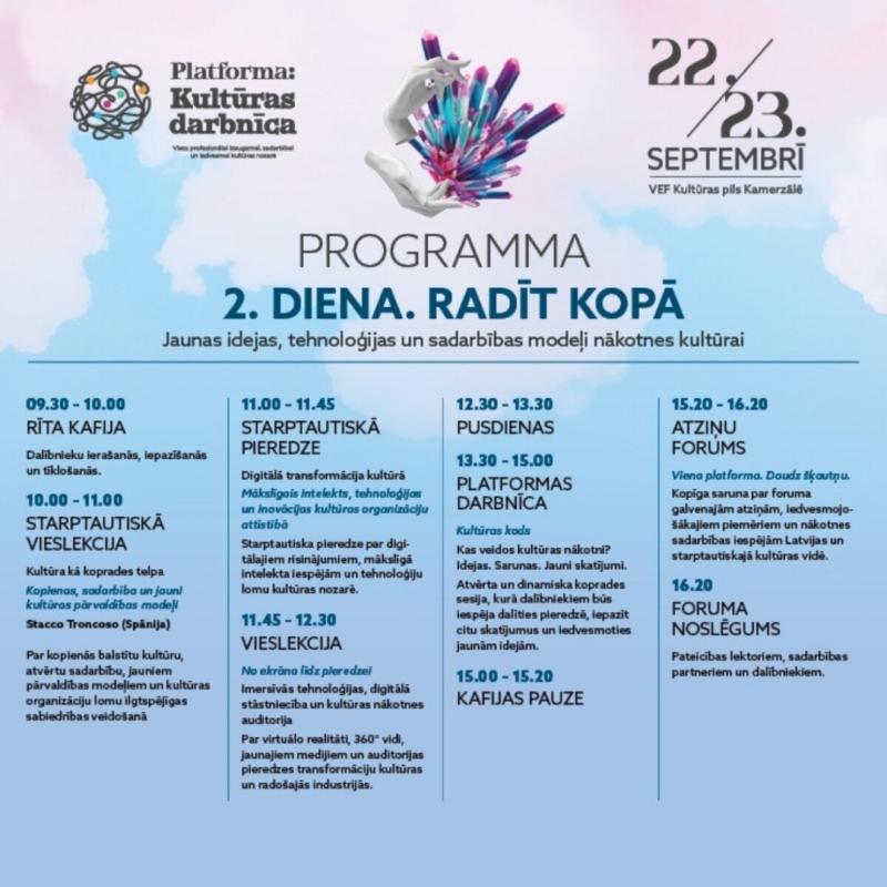 Kultūras profesionālu foruma programma otrai dienai