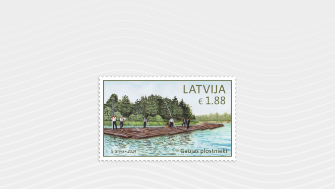 Gaujas plostniekiem veltīta pastmarka
