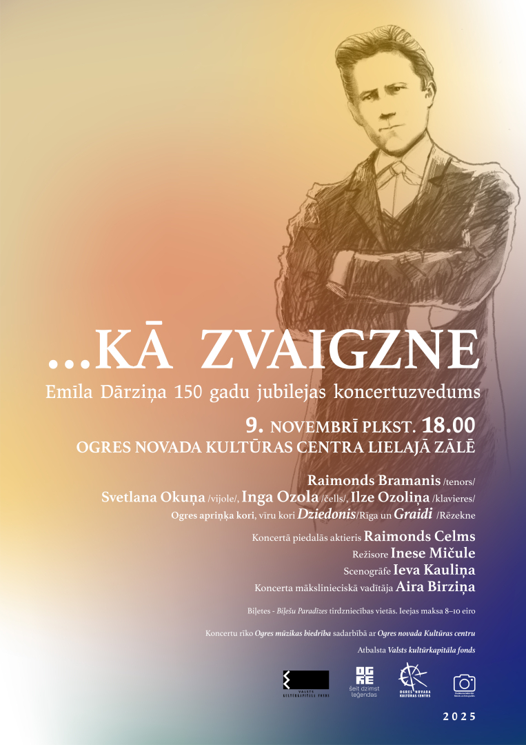 Emīlam Dārziņam veltītā koncerta afiša