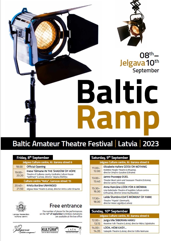 afiša - Baltijas rampa ar izrāžu programmu angļu valodā