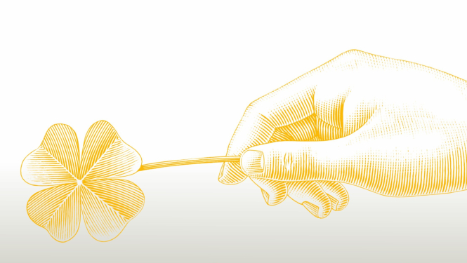 Grafiski attēlota roka ar ziedu zelta krāsā