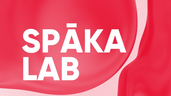 Sarkana afiša ar tekstu Spāka LAB