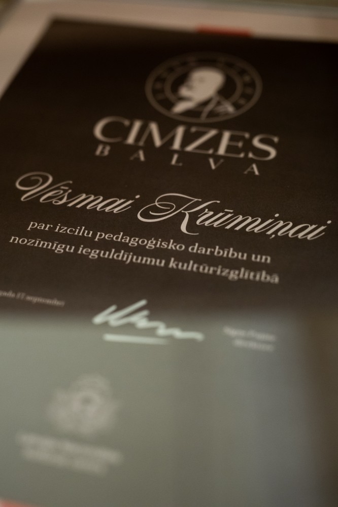 Kultūras ministrijas apbalvojuma un "Cimzes balvas 2020" pasniegšanas ceremonija izciliem pedagogiem un skolēniem kultūrizglītī